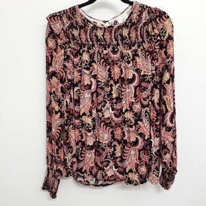 Paisley Print Smocked Women's Top